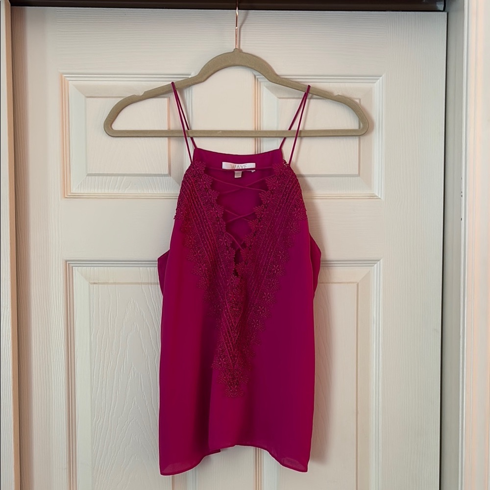 Wayf Pink Ruffled Camisole Top
